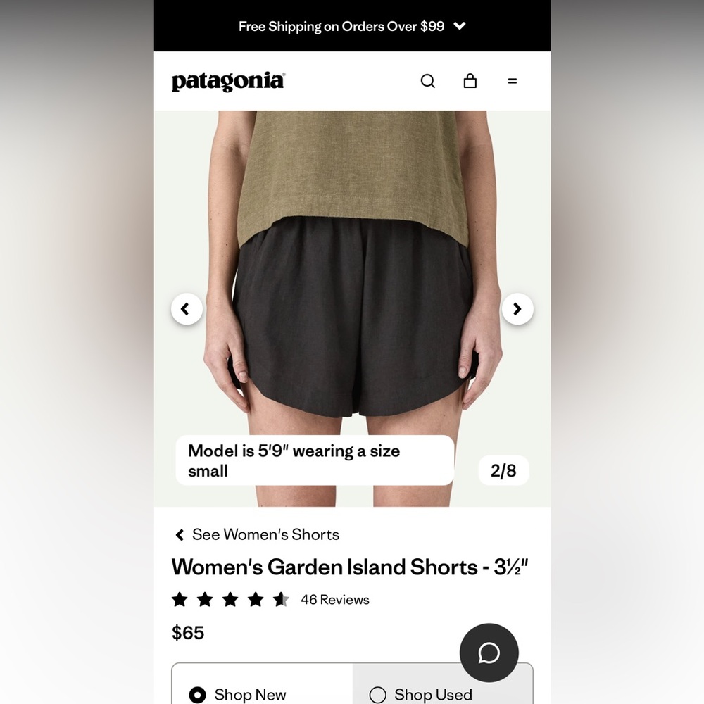 Patagonia garden island shorts black medium